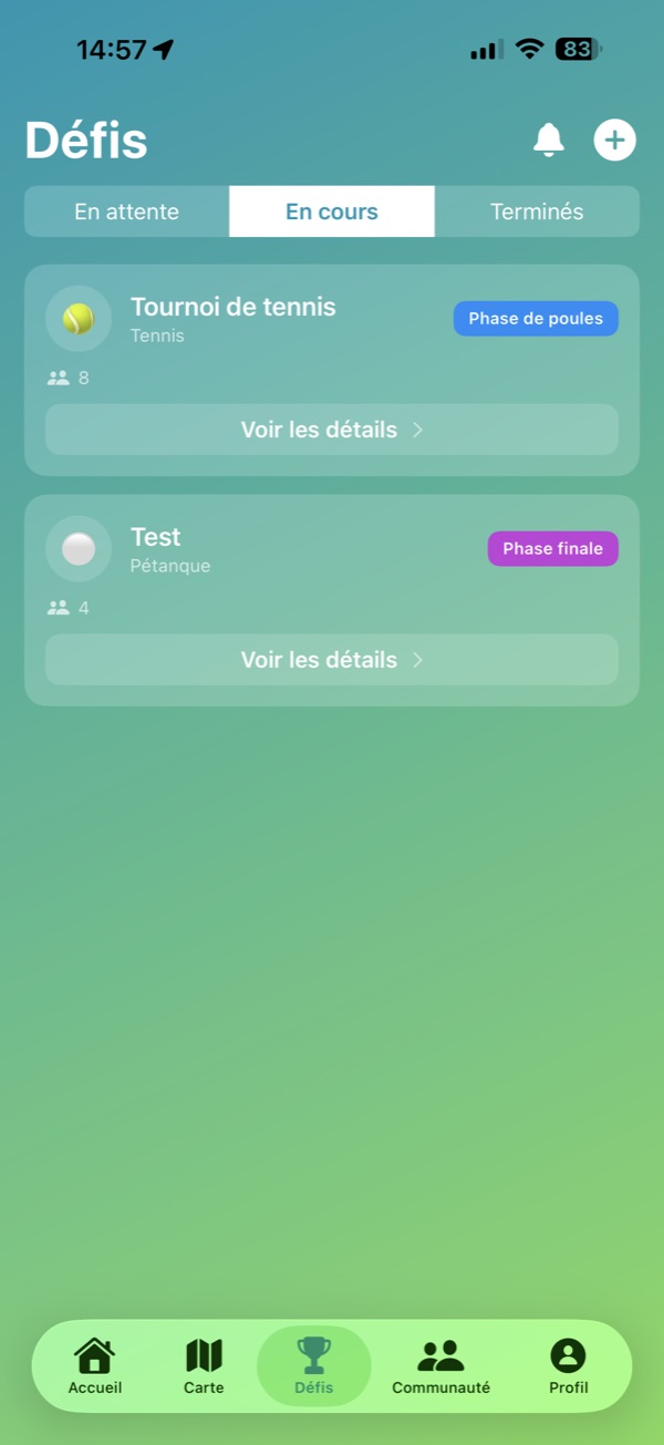 Liste des défis sportifs en cours